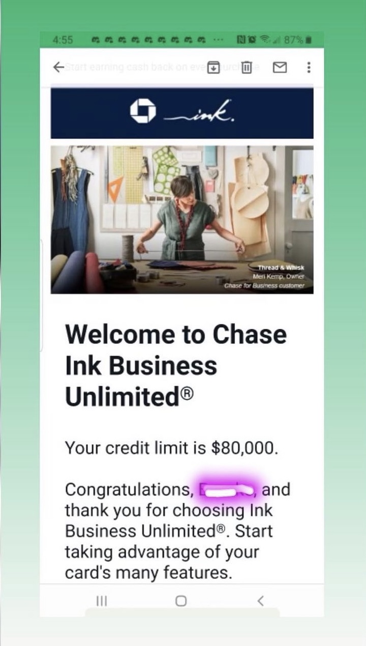 Chase Ink Business Unlimited Approval